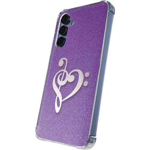 Purple Glitter Musical Heart Galaxy A35 5G Clear Case